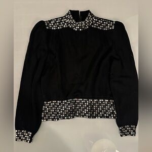 Vintage St. John Black and Silver Turtleneck Sweater